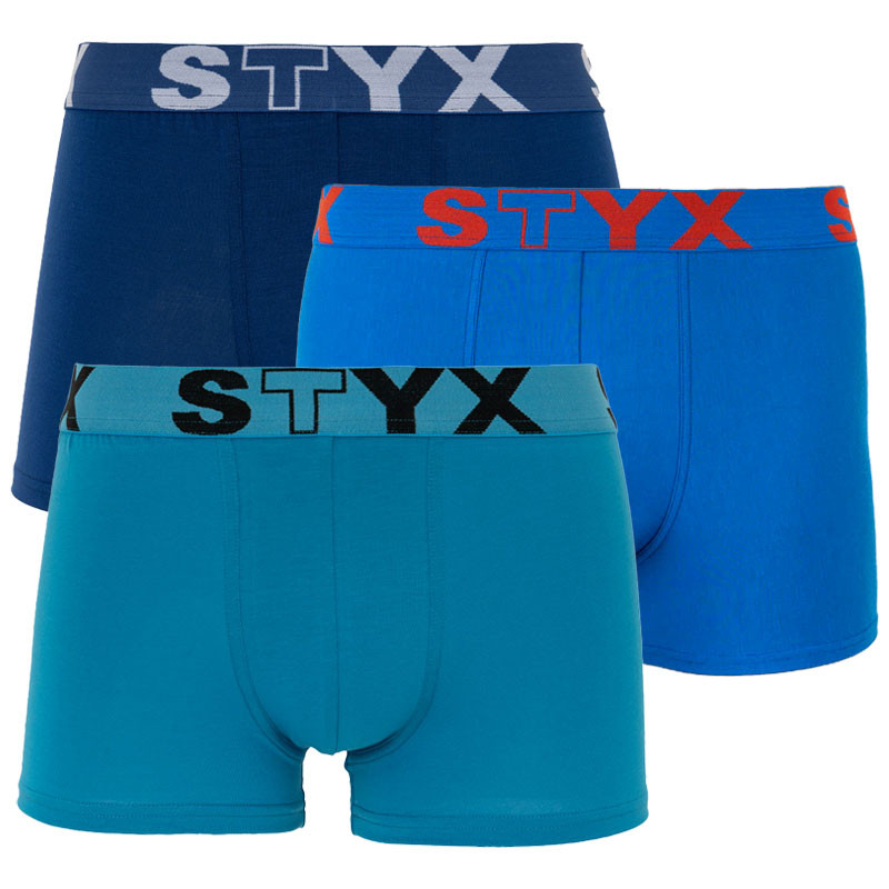 3PACK pánské boxerky Styx sportovní guma modré (G9676869) XL