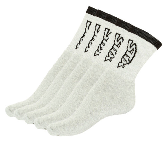 5PACK ponožky Styx vysoké šedé s černým nápisem (H26363636363)