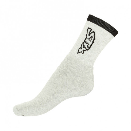 5PACK ponožky Styx vysoké šedé s černým nápisem (H26363636363)