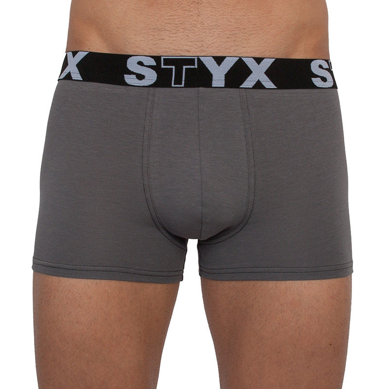 Levně Pánské boxerky Styx sportovní guma nadrozměr tmavě šedé (R1063) 5XL