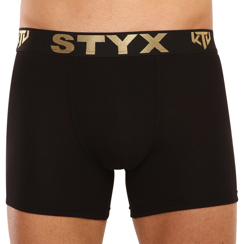 Levně Pánské boxerky Styx / KTV long sportovní guma černé - černá guma (UTC960) L