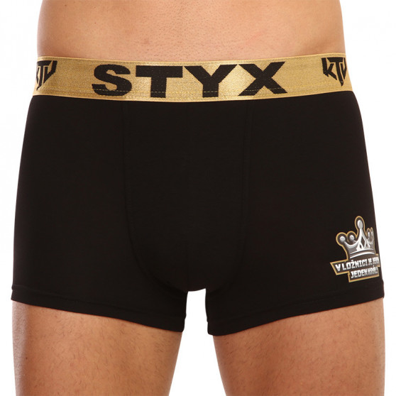 Pánské boxerky Styx / KTV sportovní guma černé - zlatá guma (GTZK960)
