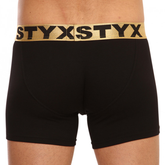 Pánské boxerky Styx / KTV long sportovní guma černé - zlatá guma (UTZL960)