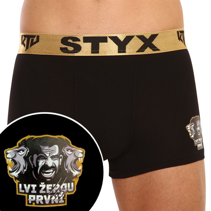 Levně Pánské boxerky Styx / KTV sportovní guma černé - zlatá guma (GTZL960) XL