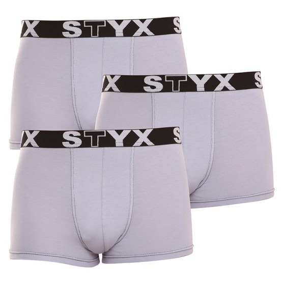 3PACK pánské boxerky Styx sportovní guma šedé (G10676767)