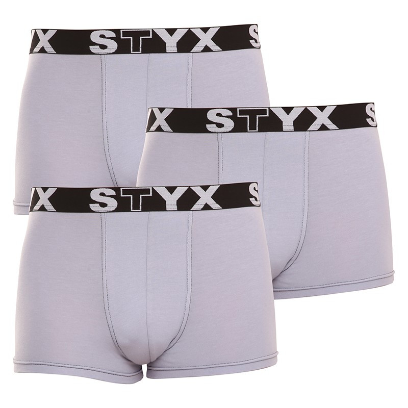 3PACK pánské boxerky Styx sportovní guma šedé (G10676767) M