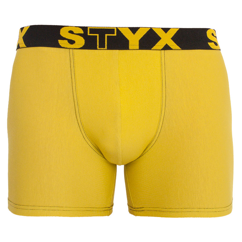 Levně Pánské boxerky Styx long sportovní guma zelenožluté (U1065) XXL