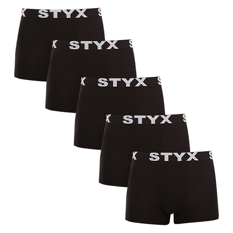 5PACK pánské boxerky Styx sportovní guma černé (5G960) M