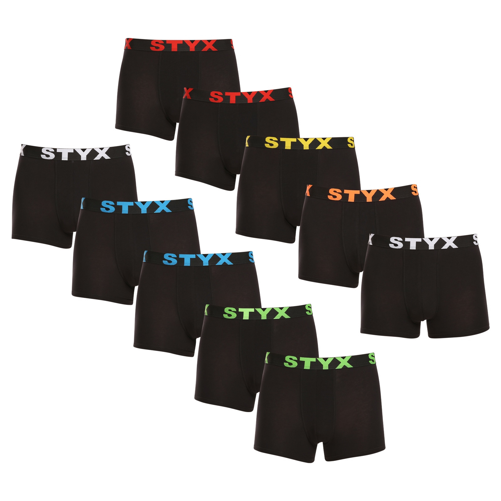 Levně 10PACK pánské boxerky Styx sportovní guma černé (10G9601) L