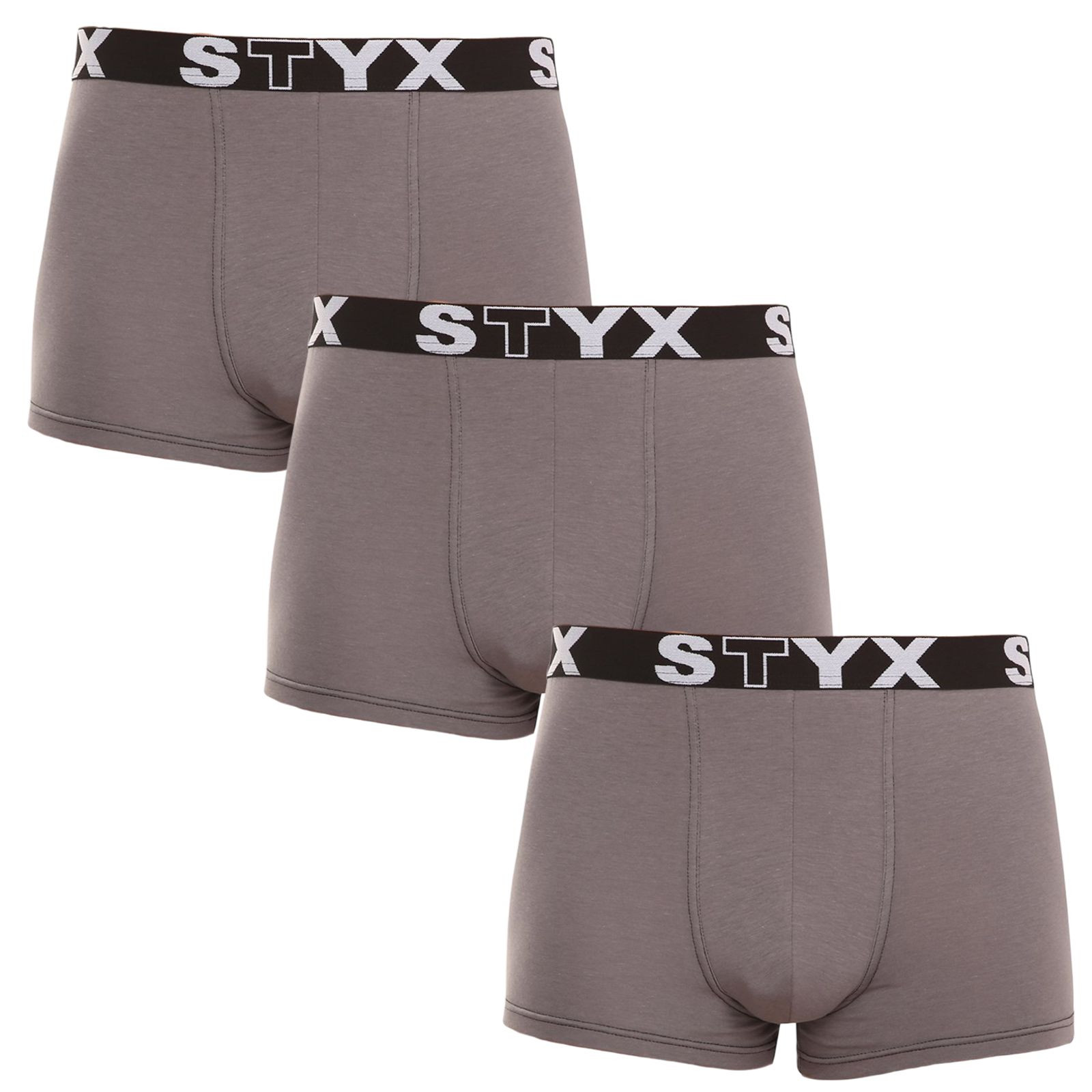 3PACK pánské boxerky Styx sportovní guma tmavě šedé (3G1063) XL