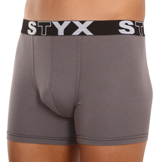 3PACK pánské boxerky Styx long sportovní guma tmavě šedé (3U1063)