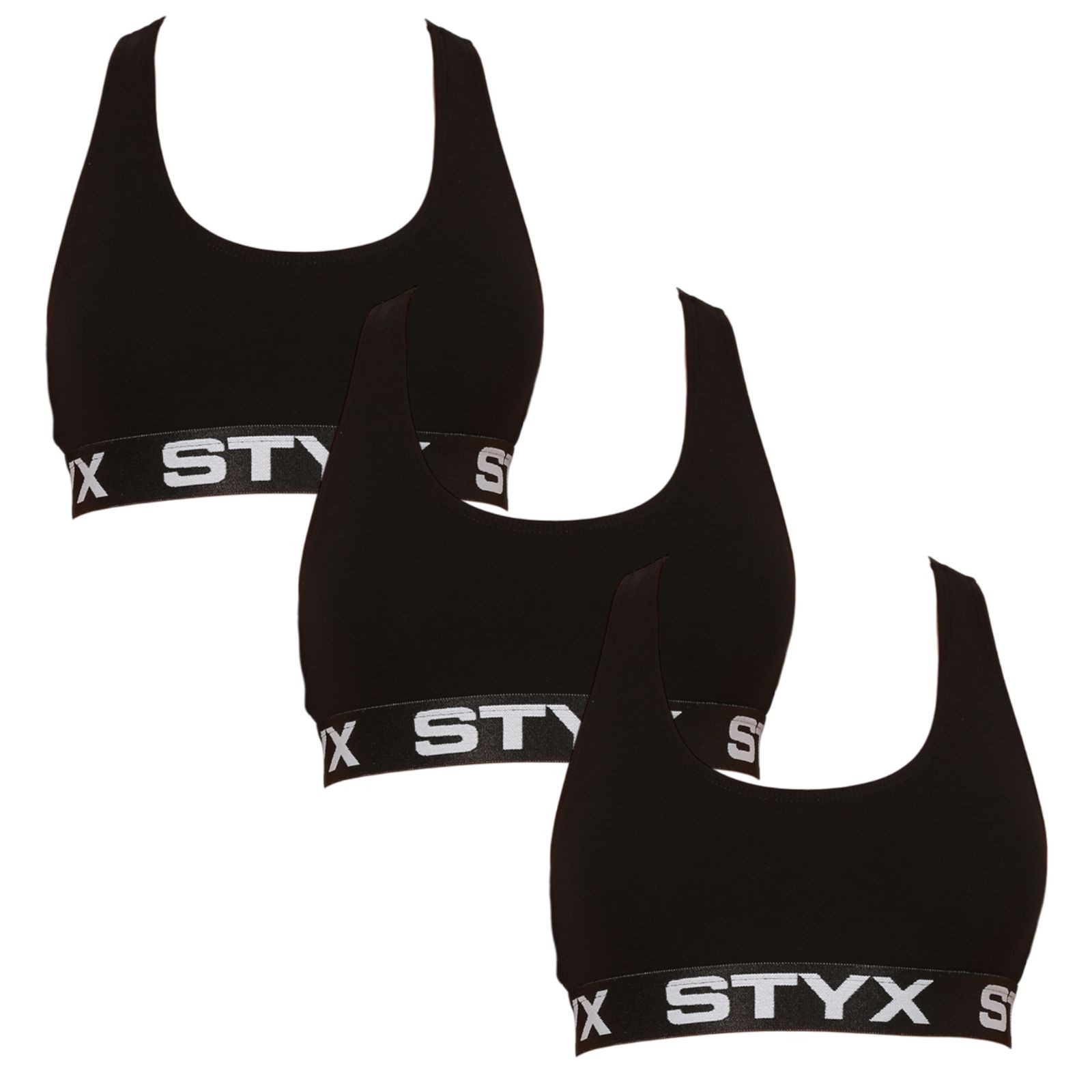 Levně 3PACK dámská podprsenka Styx sport černá (3IP0960) S