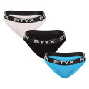 3PACK Dámské kalhotky Styx sportovní guma vícebarevné (3IK96019)