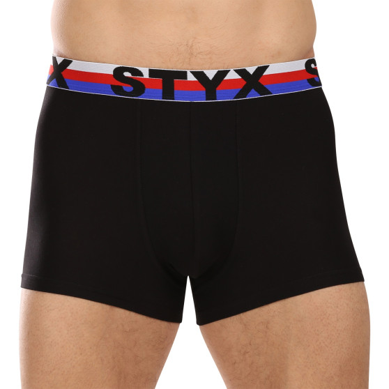 3PACK pánské boxerky Styx sportovní guma černé trikolóra (3G1960)