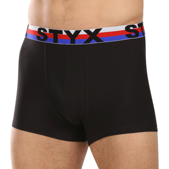 3PACK pánské boxerky Styx sportovní guma černé trikolóra (3G1960)