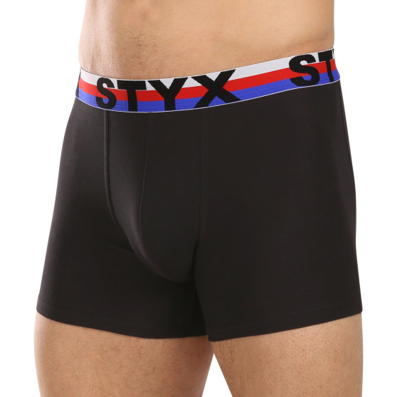 Pánské boxerky Styx long sportovní guma černé trikolóra (U1960)