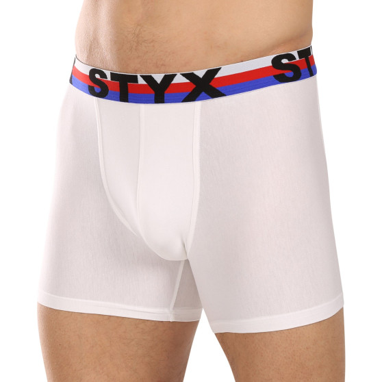 Pánské boxerky Styx long sportovní guma bílé trikolóra (U2061)
